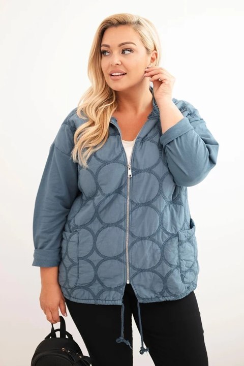 Bluza damska Plus Size bawełniana rozpinana na zamek jeansowa