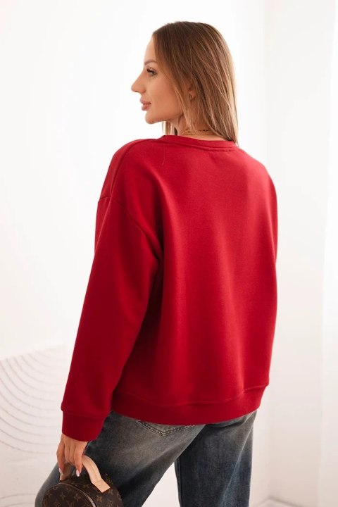 Bluza damska bawełniana z nadrukiem kota i napisem czerwona