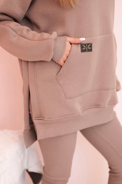 Komplet damski bawełniany bluza z kapturem i legginsy z wysokim stanem fango