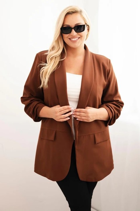 Marynarka damska Plus Size elegancka brązowa