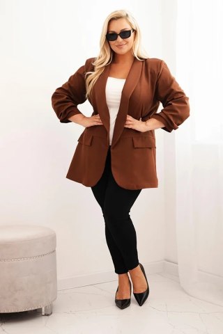 Marynarka damska Plus Size elegancka brązowa