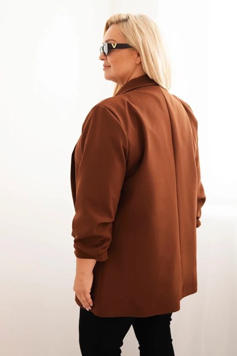 Marynarka damska Plus Size elegancka brązowa