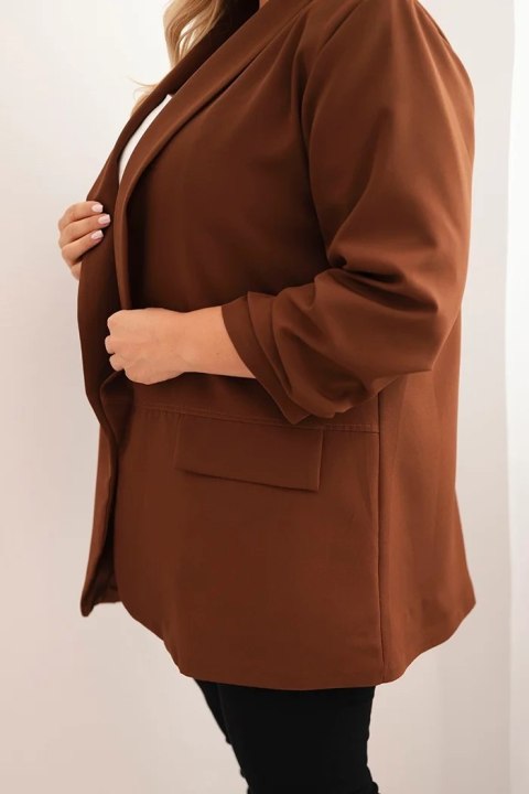 Marynarka damska Plus Size elegancka brązowa