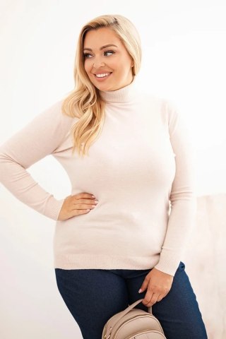 Sweter damski Plus Size z wiskozy o klasycznym kroju beżowy