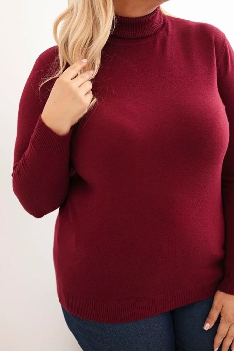 Sweter damski Plus Size z wiskozy o klasycznym kroju bordowy