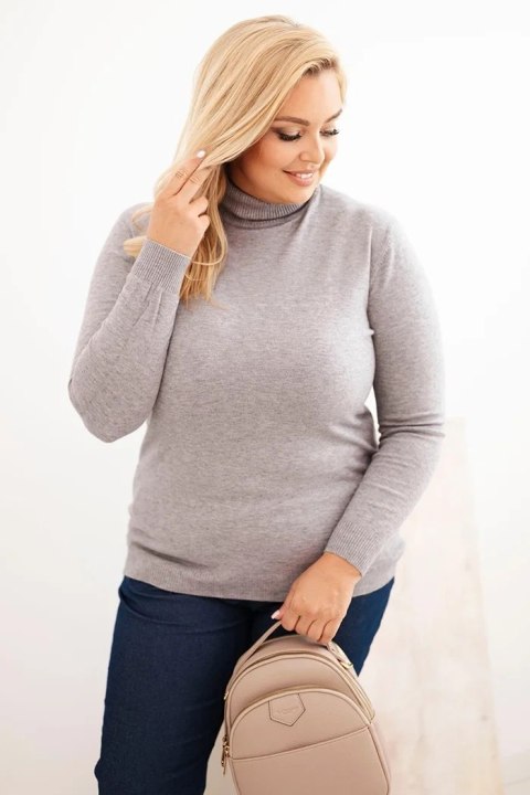 Sweter damski Plus Size z wiskozy o klasycznym kroju szary