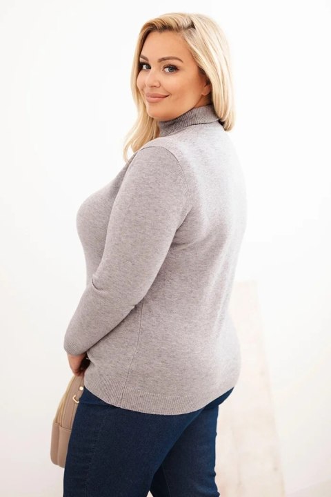 Sweter damski Plus Size z wiskozy o klasycznym kroju szary