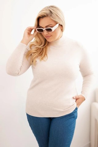 Sweter damski Plus Size z wiskozy z golfem beżowy