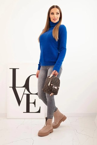 Sweter damski alpaka z golfem chabrowy