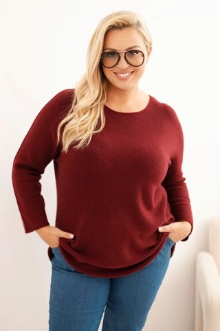 Sweter damski plus size z dekoltem łódką bordowy