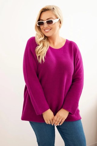 Sweter damski plus size z dekoltem łódką ciemno fioletowy