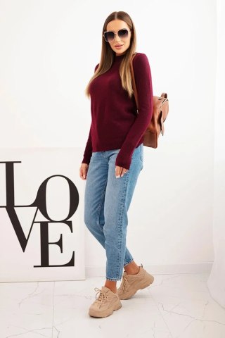 Sweter damski z półgolfem z miękkiej dzianiny śliwkowy