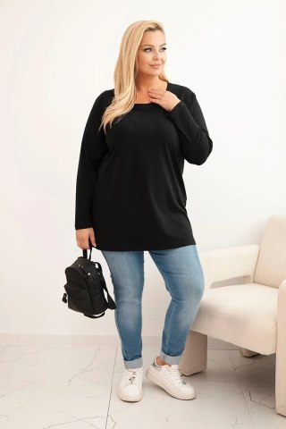 Bluzka damska Plus Size bawełniana z okrągłym dekoltem czarna