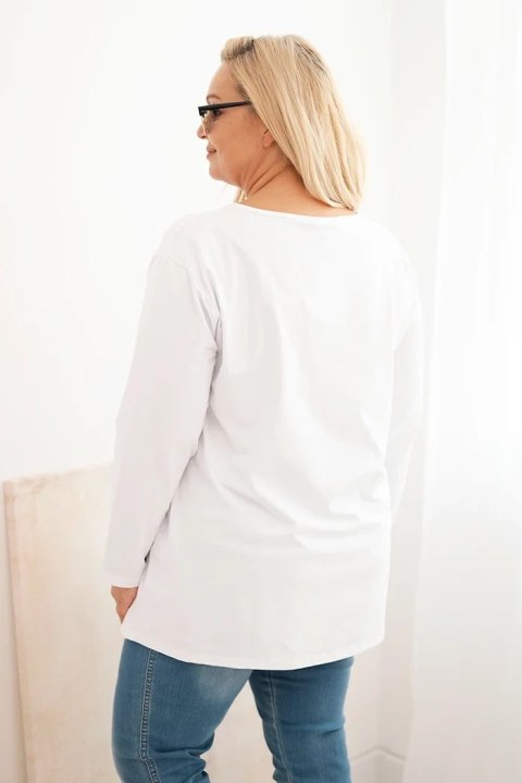 Bluzka damska Plus Size z dekoltem w łódkę biała