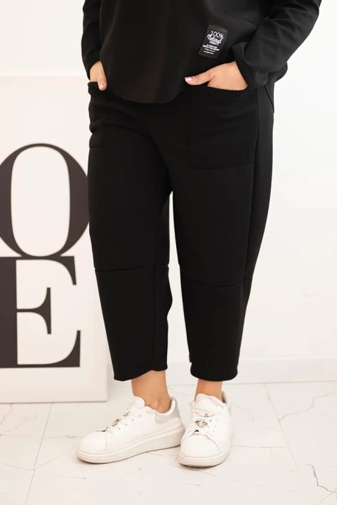 Komplet damski Plus Size masełko bluza i spodnie z kieszeniami czarny