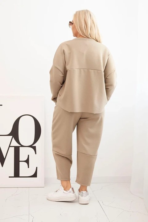 Komplet damski Plus Size masełko bluza i spodnie z kieszeniami fango