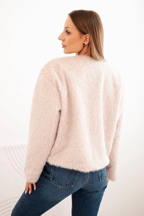 Kurtka damska futerkowa bez zapięcia beżowa