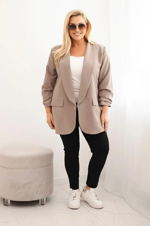 Marynarka damska Plus Size elegancka fango