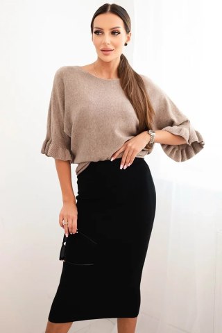 Spódnica damska wiskozowa ołówkowa z elastyczną talią czarna