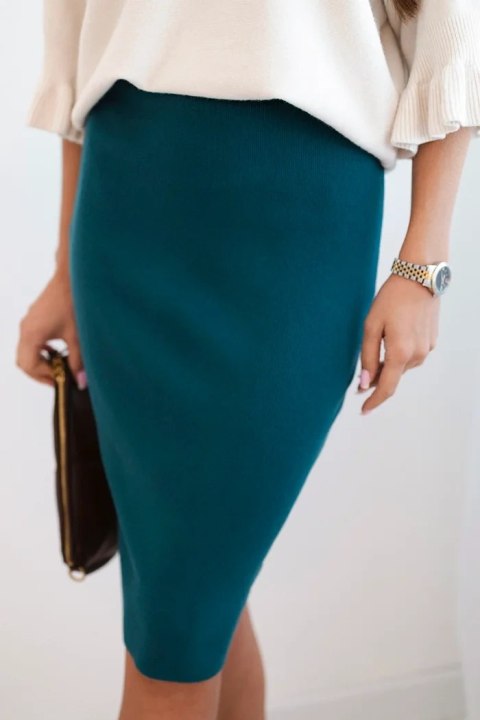 Spódnica damska wiskozowa z elastycznej dzianiny morska