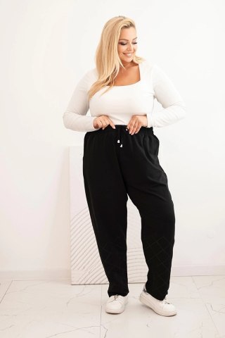 Spodnie damskie Plus Size bawełniane z kieszeniami czarne