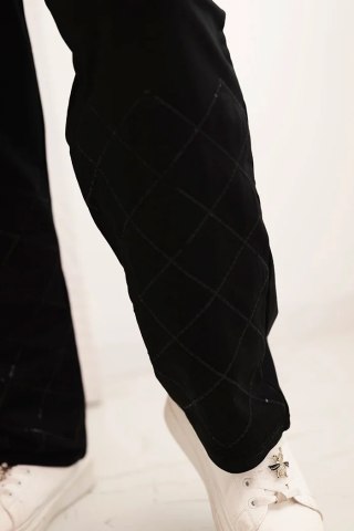 Spodnie damskie Plus Size bawełniane z kieszeniami czarne