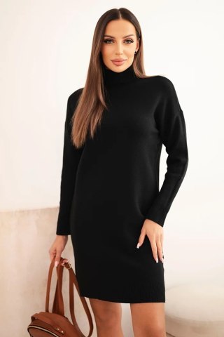 Sukienka damska swetrowa z golfem i kieszenią czarna