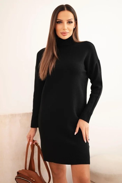 Sukienka damska swetrowa z golfem i kieszenią czarna