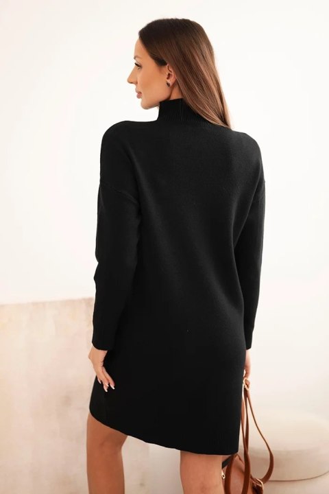 Sukienka damska swetrowa z golfem i kieszenią czarna