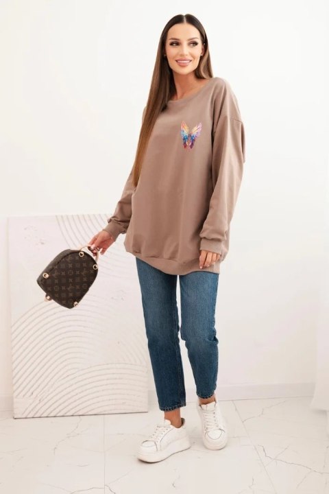 Bluza damska oversize z bawełny z kolorowymi skrzydłami na plecach fango