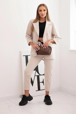 Komplet damski Punto elegancka marynarka i spodnie beżowy