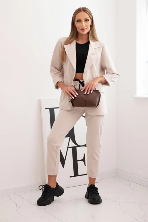 Komplet damski Punto elegancka marynarka i spodnie beżowy