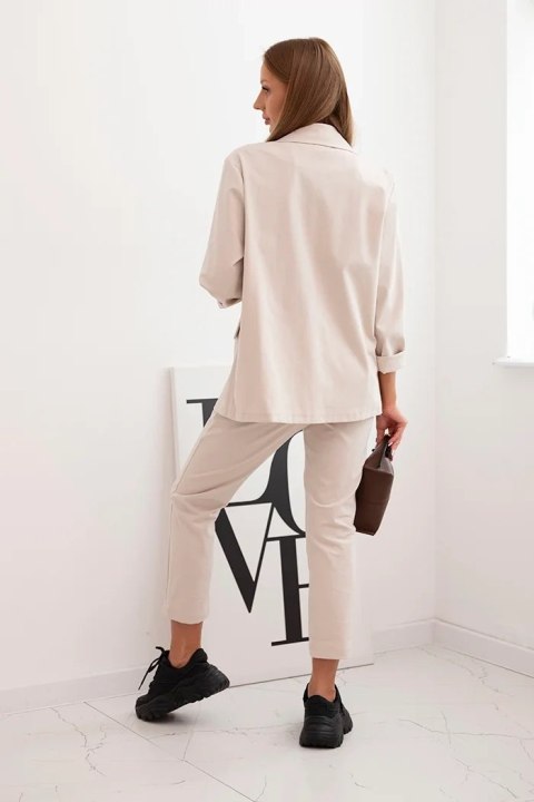 Komplet damski Punto elegancka marynarka i spodnie beżowy