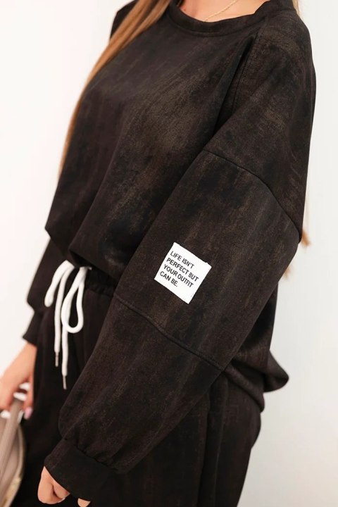 Komplet dresowy damski oversize z wiskozy i z efektem sprania czarny