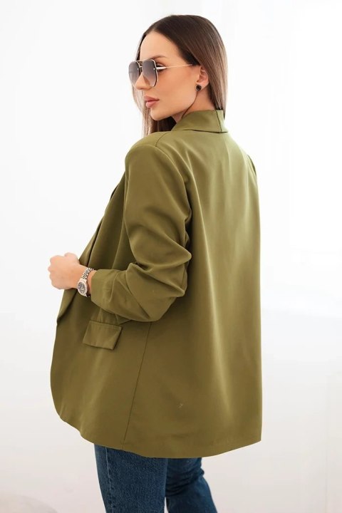 Marynarka z klapami elegancka oliwkowa