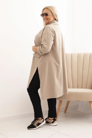 Narzutka damska Plus Size Punto z bawełną zapinana na guzik fango