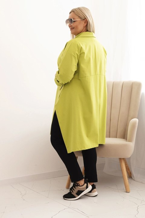 Narzutka damska Plus Size Punto z bawełną zapinana na guzik pistacjowa