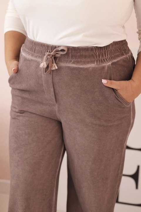 Spodnie damskie Plus Size z wiskozą o szerokiej nogawce i elastycznym pasie fango