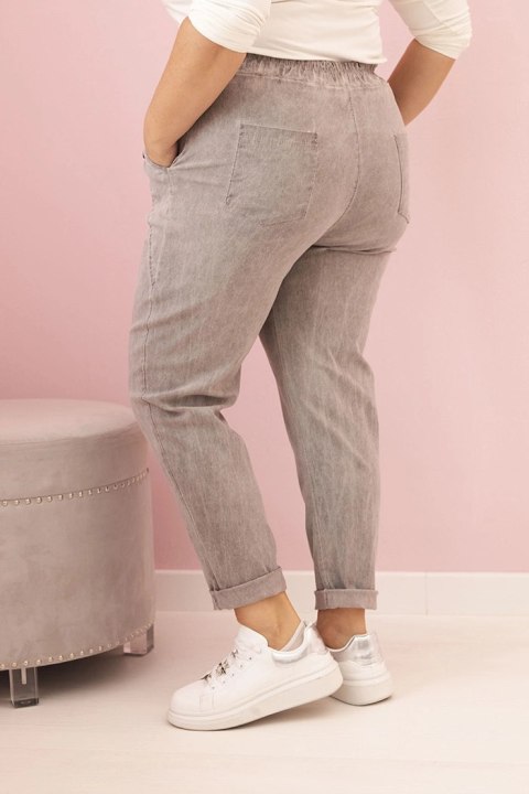 Spodnie damskie dekatyzowane Plus Size z wiskozą i gumką fango