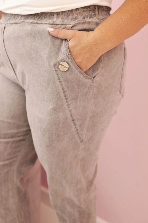 Spodnie damskie dekatyzowane Plus Size z wiskozą i gumką fango