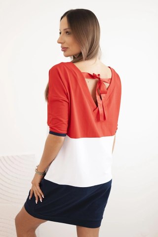 Sukienka damska Plus Size z dekoltem w serek i troczkami czerwona