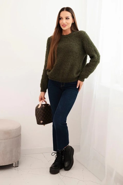 Sweter damski z miękkiego moheru khaki