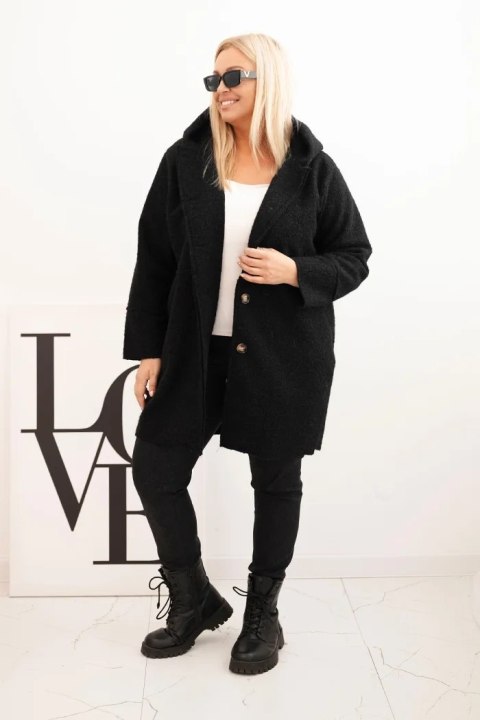 Płaszcz damski Plus Size z kapturem i kieszeniami czarny