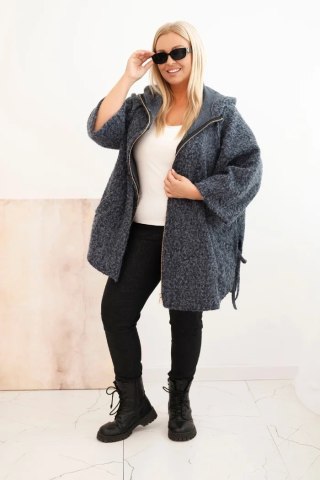 Płaszcz damski Plus Size z kapturem i zamkiem grafitowy