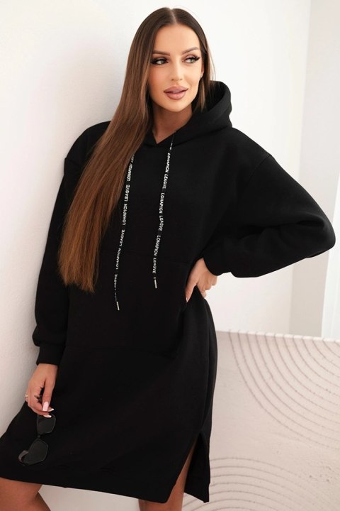 Sukienka damska bawełniana z kapturem ocieplana czarna