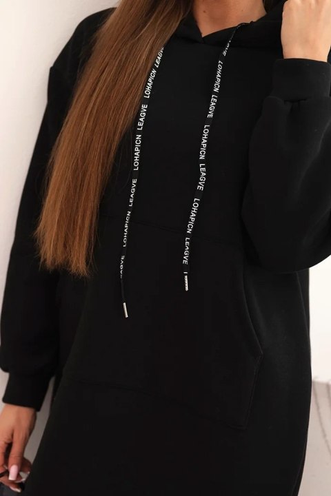 Sukienka damska bawełniana z kapturem ocieplana czarna