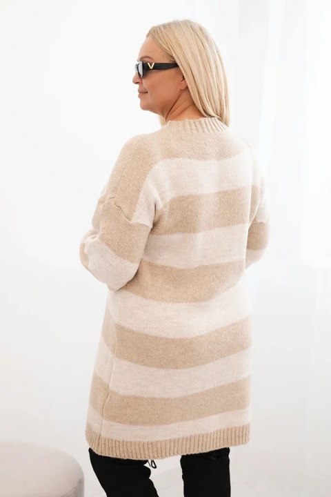 Sukienka damska swetrowa Plus Size w pasy beżowa