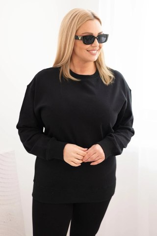 Bluza damska pętelkowa Plus Size bawełniana basic z okrągłym dekoltem czarna