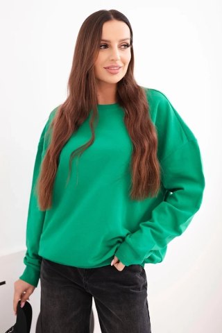Bluza damska pętelkowa bawełniana basic z okrągłym dekoltem zielona