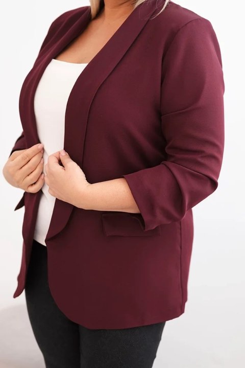 Marynarka damska Plus Size bez zapięcia z podszewką XL/2XL śliwkowa